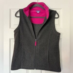 Laura Scott Dark Gray Vest with Pink Interior Lining